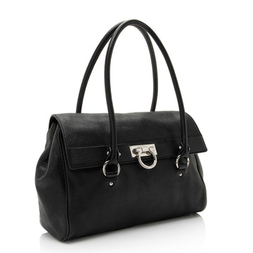 Salvatore Ferragamo Calfskin Ganchini Jules Satchel (SHF-BEZLds)