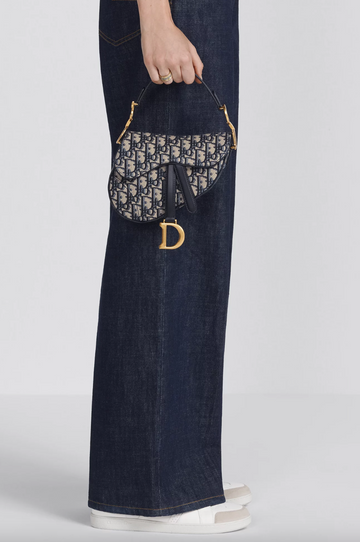 DIOR Blue Dior Oblique Jacquard Mini Saddle Bag with Strap Shoulder/ Crossbody Bag (New)