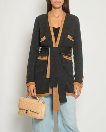 Chanel 06/A Charcoal Long Line igan with Tie Detail FR 38 (UK 10)