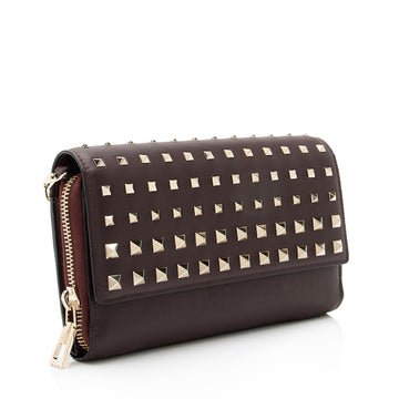 Valentino Calfskin Carry Secrets Rockstud Chain Wallet (SHF-23163)