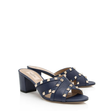 Valentino Calfskin Rockstud Crisscross Mules - Size 7.5 / 37.5 (SHF-y9D66i)