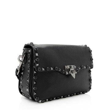 Valentino Calfskin Rolling Rockstud Guitar-Strap Shoulder Bag (SHF-19351)