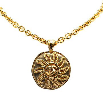 Chanel Vintage Coco Mark Sun Motif Necklace Gold Plated