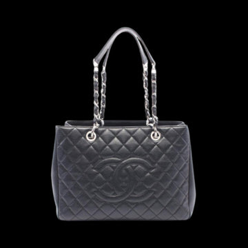 Black Leather Chanel Tote