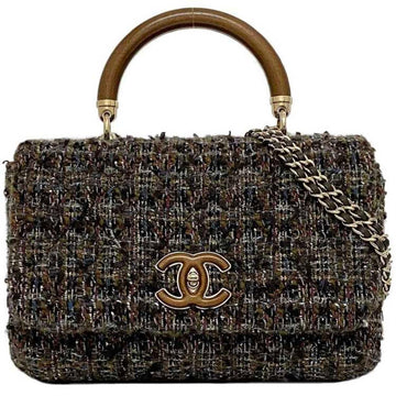 Brown Fabric Chanel Flap Bag