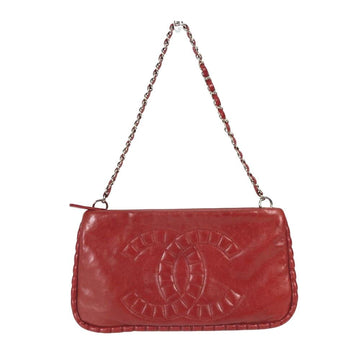 Red Leather Chanel Wallet On Chain