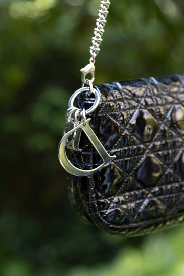 CHRISTIAN DIOR Cannage Clutch Patent Leather Black