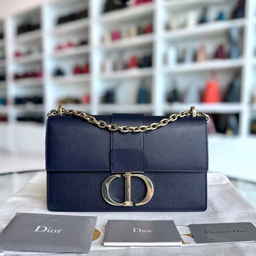 Montaigne 30 East West Grained Calfskin Dark Blue LGHW