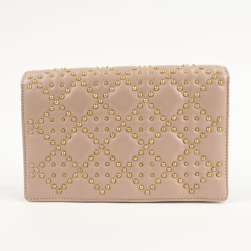 Christian Dior Addict Studs Leather Chain Shoulder Bag Hand Bag Beige Used