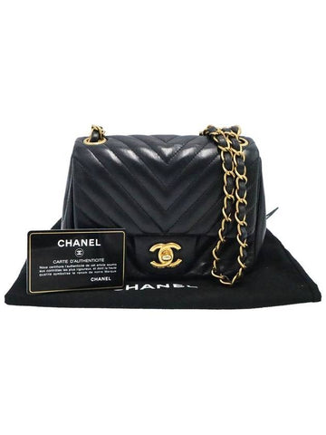 Women s Cross Bag Black Chanel A35200 Gold COCO Logo Lambskin Classic Chevron Petit Sac Mini Flap Chain Shoulder Chanel