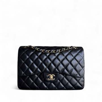 Chanel Classic Flap Jumbo - Double Flap Lambskin 30CM Quilted Lambskin Black Gold Hardware Series 14