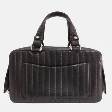 Black Lambskin Mademoiselle Ligne Bowler Satchel Bag