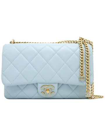 Chanel AS3114 Sky Blue Lambskin Gold Metal Mini Flap Petit Sac Chain Shoulder Bag Chanel