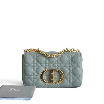 Dior Caro Small - Cannage Grained Calfskin Haze Blue Gold Hardware