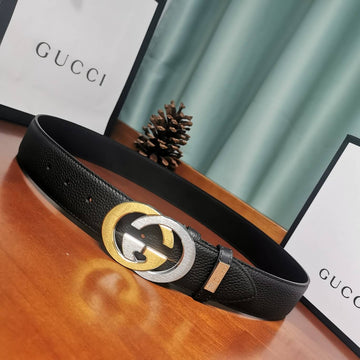 GC BELT Cowhide leather black gold Silve buckle wide 3.8cm