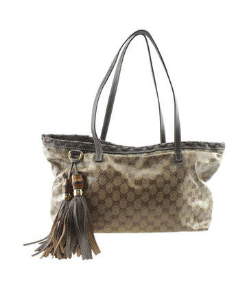 G*G 218780 Bamboo Tassel CS Crystal Brown Coated Canvas Tote