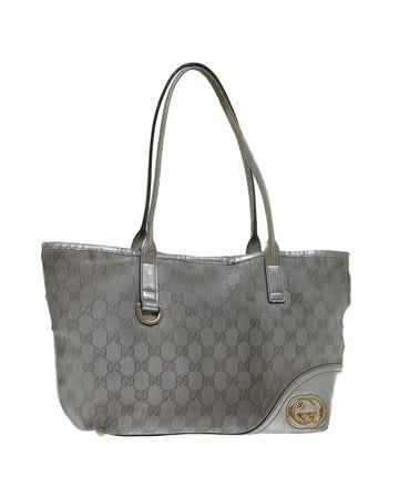 Silver Canvas Gucci Tote