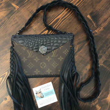 The Fringed Wren - BlackVS Wristlet/Crossbody/Clutch Bag in Monogram