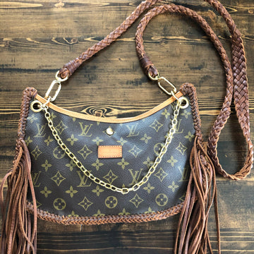 The Peacock -VS Monogram Hobo Crossbody/Tote with Fringe