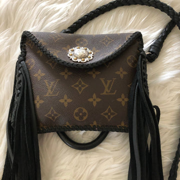 The Falcon - Monogram Black FringeVS Mini Tote/Crossbody