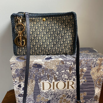 The Swan Crossbody/Tote -CS Dior Trotter Canvas in Navy (TWO straps!)