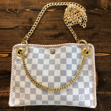 The Nuthatch -VS Damier Azur Shoulder Bag with Gold Crossbody Chain