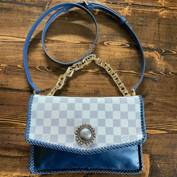 The Robin - Damier and BlueCS Crossbody Bag with Shorty Chain