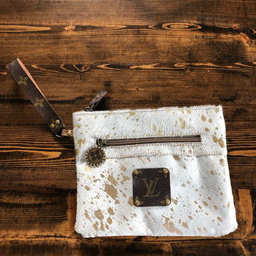 The MockingVS - Gold Splatter Hair on Hide Wristlet Bag