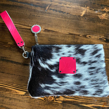 The MockingCS - Black/White/Pink Hair on Hide Wristlet Bag