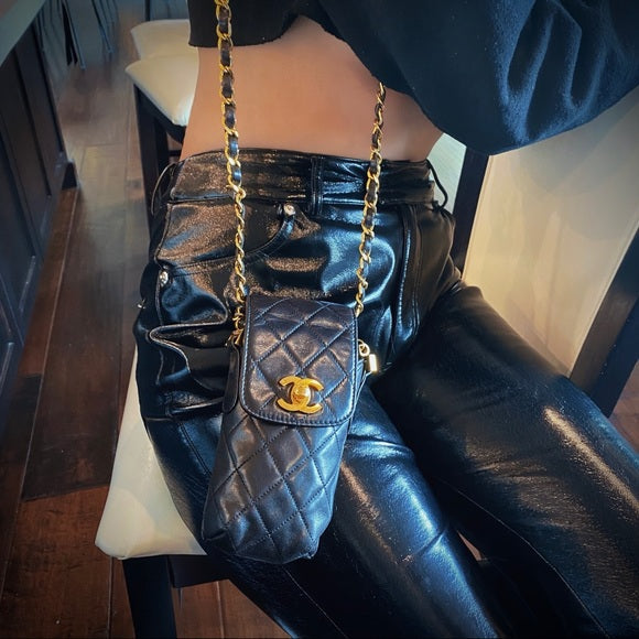 Chanel vintage Phone Case Black CrossBody Bag