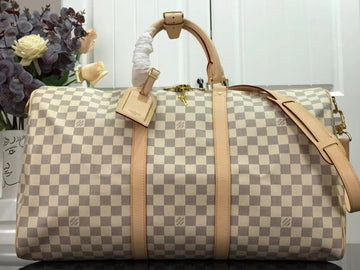 N48223 Keepall Triangle BANDOULIÈRE 50 Tuffetage white damier COWHIDE REAL LEATHER
