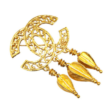 Chanel Vintage Coco Mark Swing Triple Brooch Gold