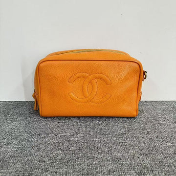 Chanel Orange Leather Clutch -  Chanel Timeless Classic in Tangerine