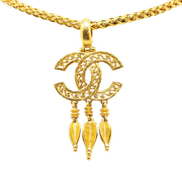 Chanel Vintage Coco Mark Long Necklace Gold Plated