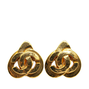Chanel Vintage Coco Mark Heart Motif Clip-On Earrings Gold