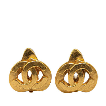 Chanel Vintage Coco Mark Heart Motif Earrings Gold Plated