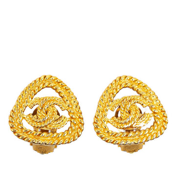 Chanel Vintage Chain Coco Mark Earrings Gold Plated