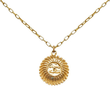 Chanel Vintage Coco Mark Medal Necklace Gold Plated